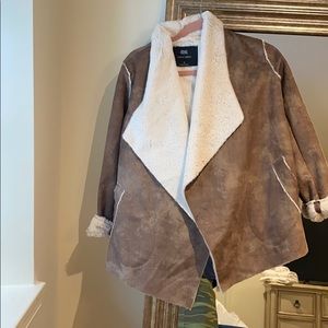 Naked Zebra suede jacket with faux fur lining